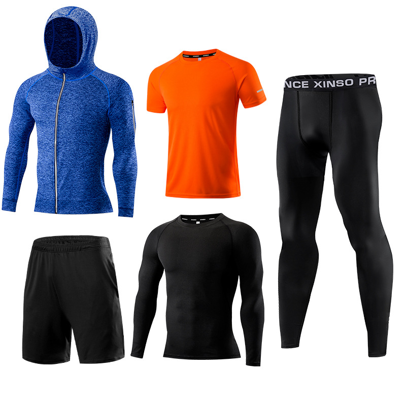 Running Gear Quick Dry - Set Pakaian Fitness Pria 5-Piece Cepat