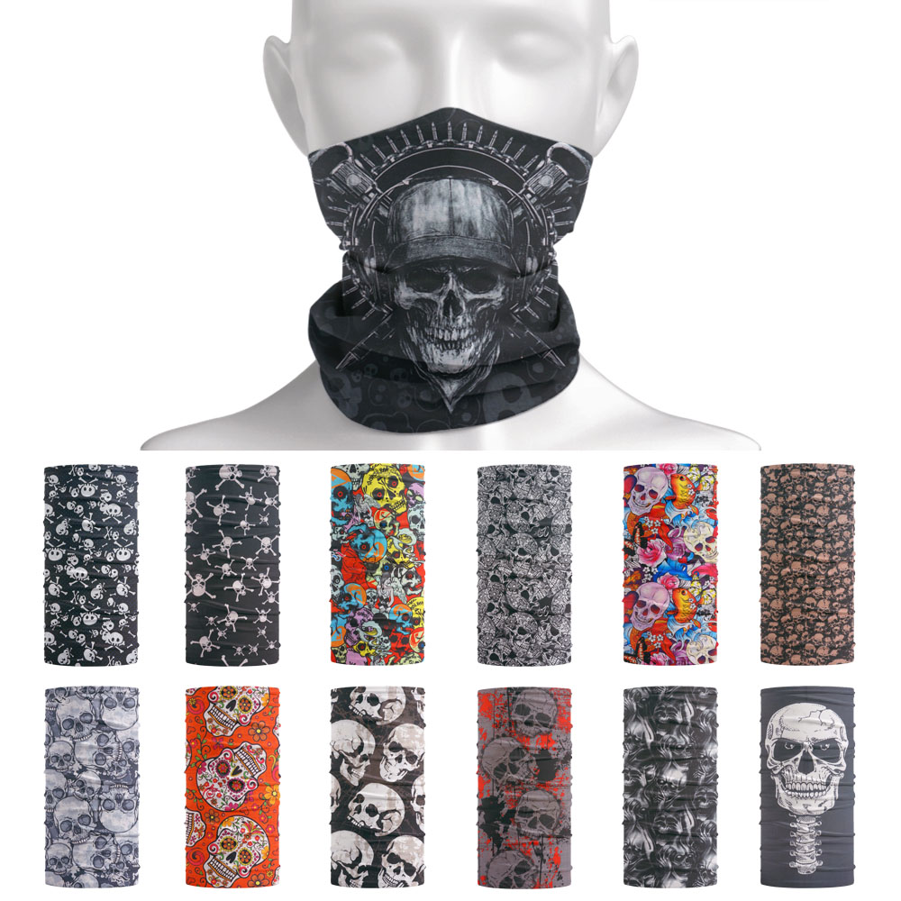 Running Gear Youtube - Masker Wajah pola tengkorak, penutup kepala
