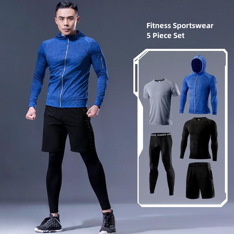 Set Pakaian Fitness Pria 5-Pie - Running Gear Quick Dry ulasan dan harga